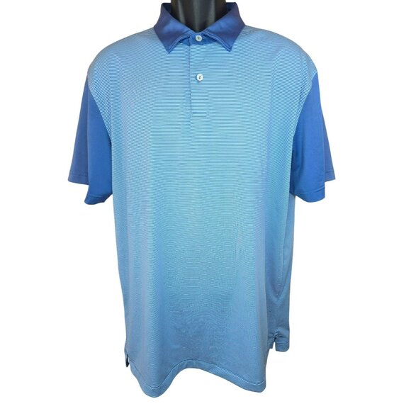 Peter Millar Crown Crafted Mens Striped Polo Large Blue - Picture 1 of 8